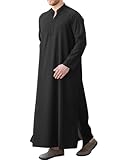 LVCBL Kaftan for Men Arabic Long Sleeve Thobe V Neck Kaftan Robe Side Split,2XL