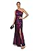 Adrianna Papell Women's One Shoulder Jacquard Gown, Navy/Orchid, 4
