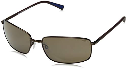 Revo Sunglasses Tate: Polarized Lens Filters UV, Small Rectangle Metal Wrap Frame, Brown Frame with Terra Lens (RE 1079)