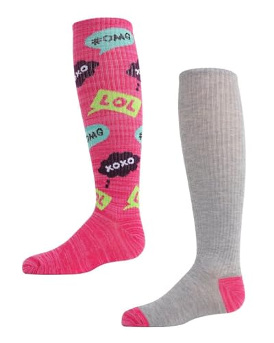 MeMoi Girls' 2 Pair Pack OMG LOL Knee High Socks