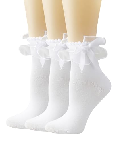 Women Lace Socks Ruffle with Bow, Cute Princess Lolita socks
