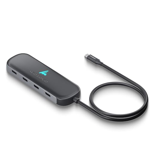 Image of Type C to 4 in 1 Type C Hub,4XType C 5Gbps,Wozoyo Data Transfer Upto 5Gbps,Plug & Play,Multiport Type C Hub with 30cm Cable,Compatible with MacBook,Laptop,Tablet, Smartphones & Type C Enabled Devices