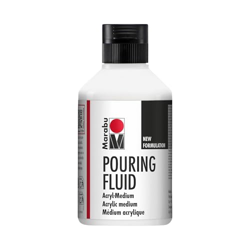 Marabu 12320013885 - Pouring Fluid Acrylmedium 250 ml, Dünnflüssiges Medium für Gießanwendungen und Fließtechniken, verbessert die Verlaufseigenschaften von Acrylfarben, nicht vergilbend