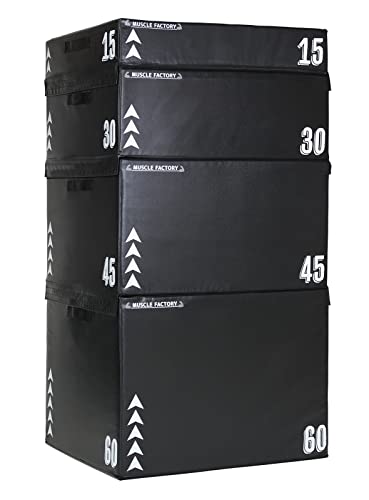 MUSCLE FACTORY ジョイント式 プライオボックス ソフト ジャンプボックス プライオメトリクス ボックス ステップ台 エクササイズ 体幹 トレーニング フルセット 70*80*(15+30+45+60)cm (ブラック)