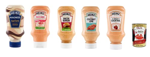 Heinz - Paquete de prueba de 5 sabores salsas italianas Truffle Mayomix Bacon Coconut Lima Cóctel + Polpa Gourmet Italiano 400 g