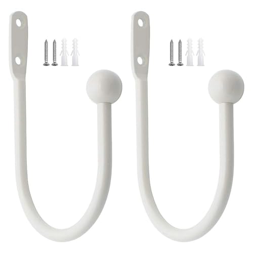 DXLing Pack of 2 U Shape White Frosted Metal Curtain Tiebacks Holdbacks Hooks for Curtains Home Decoration