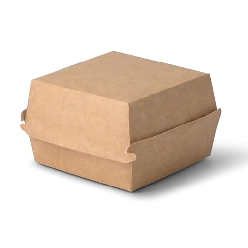 BIOZOYG Take Away Burger Box 75 Stück I Burgerboxen mit Klappdeckel I Hamburger Box aus Frischfaster-karton I To Go Burger Verpackung fettbeständig braun-weiß 11,5 x 10,5 x 8 cm I recycelbar