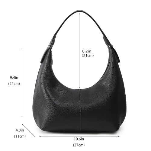 Crescent Shoulder Bag for Women - Black Small Handbag With Only Two 'Purses' Detached4