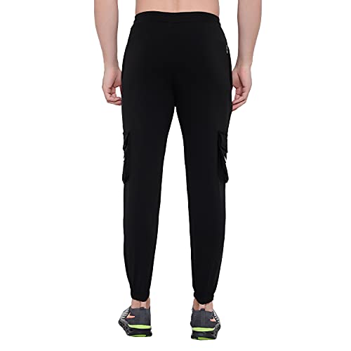 Image of BLUE STAR SHARK Men's Premium Stretchable Cargo Joggers | Regular Fit, Stylish Track Pants with Pockets | Soft Smooth Feel, Logo on Front, Comfortable Everyday Wear