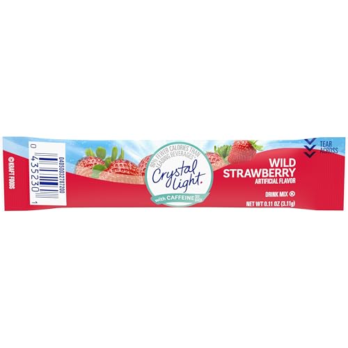 Crystal Light Sugar-Free Wild Strawberry Drink Mix with Caffeine (10 On-the-Go Packets)