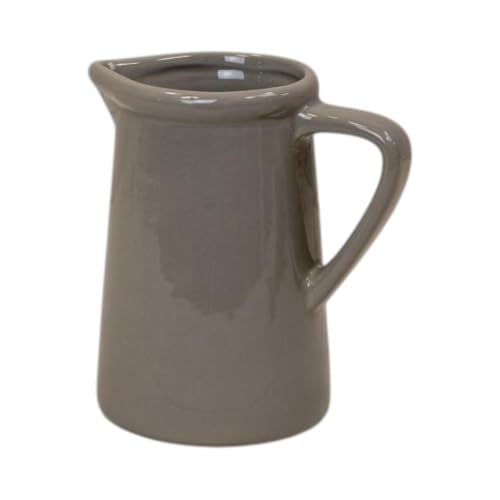 Image of Grey Ceramic Jug, Classic Silhouette, Neutral Tone, 10 x 13 x 14 cm, Home Décor