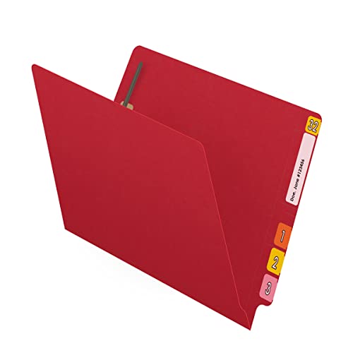11 Pt Color Folders, Full Cut 2-Ply End Tab, Letter Size, Fasteners Pos #1 & #3, Red (Box Of 50) #TOP3