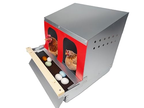 Hen's Choice - Reversible Roll Out Nest Box for Chickens | Roll Away Nest Box | 2 Compartment 21" | Heavy Duty Galvanized