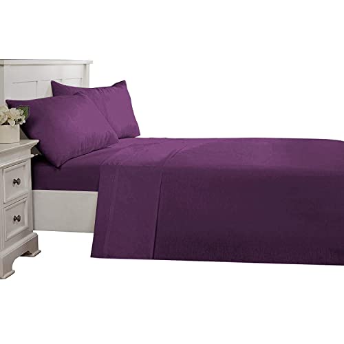 4 Piece RV Sheet Set - 100% Egyptian Cotton, 1000 TC, Sheets for RV Camper RV Short King Size 4 PCs Sheet Sets - 18 Inch Deep Pocket - Easy Fit - RV Short King (72"X75"), Plum
