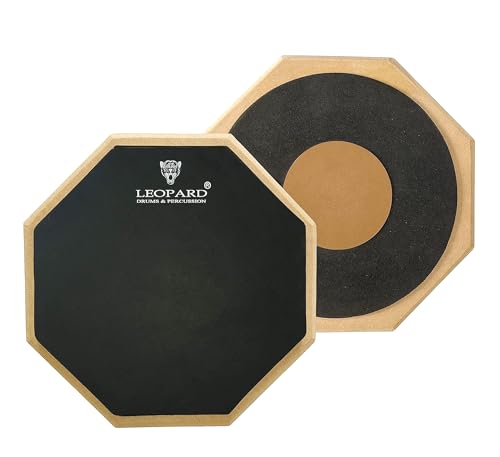 Image of Leopard 12 inches 3 surface drum practice pad with bag and premium quality drumsticks