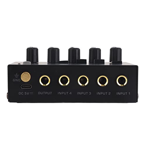 Mixer de Linha de 4 Canais, Configuração Forte, Controle de Volume Independente, Amplificador de Fon
