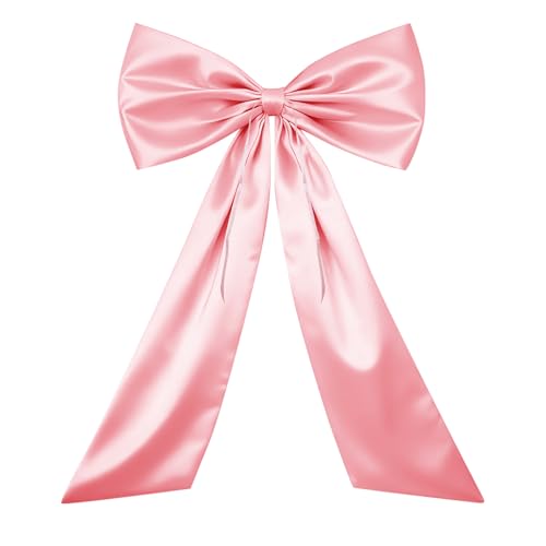 Lazo de regalo grande, color rosa, 58 x 100 cm, lazo decorativo con puntos adhesivos, lazo grande, para Navidad, fiesta, decoración de Navidad, color rosa, decoración de pared, arco de globos