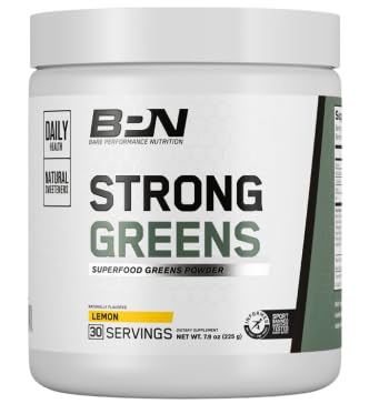 BARE PERFORMANCE NUTRITION, BPN Strong Greens Superfood Powder, Lemon, 30 Servings
