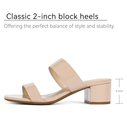 Image of Women's Heeled Sandals Two Strap Square Open Toe Heels 2-Inch Chunky Sandals Dress Shoes Wide Feet Friendly