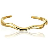 xwnyzw Fashionable Gold Bangles for Womens, Open Stainless Steel Bracelet Women Adjustable Gold Bracelet for Women Easy Wear Cuff Bracelets Jewellery Accessories for Birthday Party Costume