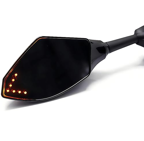 Image of R15 Side Mirror with Built-In LED Indicator, Black, compatible with Yamaha R15, Suzuki Burgman, Bajaj Pulsar RS, Pair