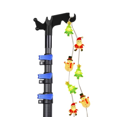 DOBEN Carbon Fiber Extension Pole with Utility Hook for Christmas Light Hanger Tool, 3.5 to 12FT Lightweight Telescopic Pole for Holiday Light Hanging Decor with Universal Thread for Home Birdfeeders