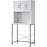 ワイエムワールド 食器棚 ゴミ箱上ラック レンジ台 幅80cm 木製 ホワイトオーク×ブラック 00-100082