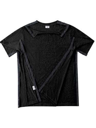 Image of Post Shoulder Surgery Shirts for Men Tear Away Recovery Short Sleeve Full Open Side Snap Chemo Adaptive Shirt