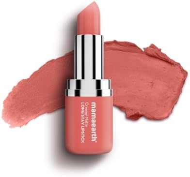 Mamaearth Creamy Matte Long Stay Lipstick with Murumuru Butter and Vitamin E for 8-Hour Long Stay (Flakeproof & Non-Drying | Intense Color Payoff) - 4.2g (Coral Bloom)