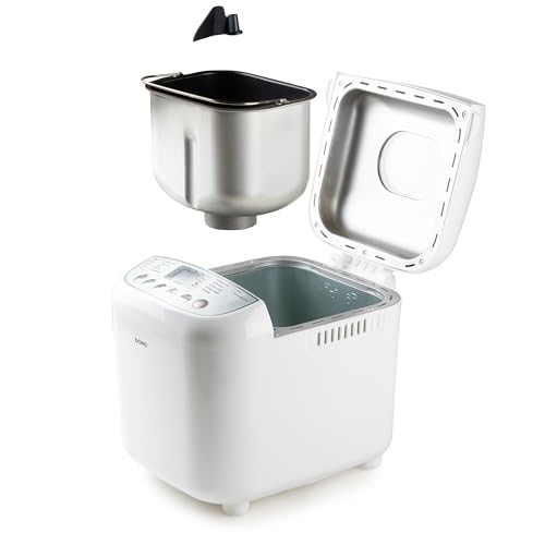 DOMO B3976 Brotbackautomat 500-750-1000gr - 17 Programme - inkl. glutenfreiem Programm mit Timer u. LCD-Display mit Warmhaltefunktion, Weiß/Silber – Bild 6