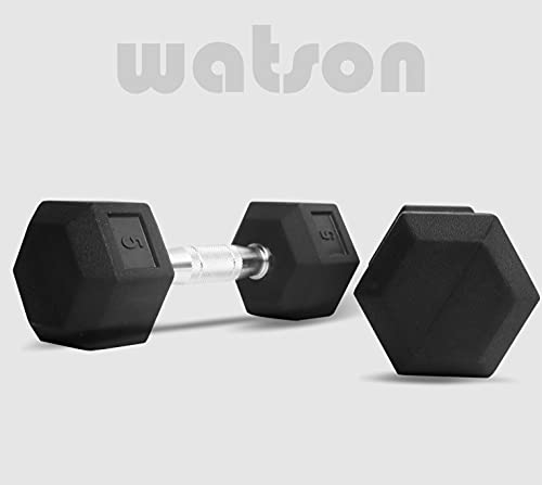 Image of Watson,dumbbell set, Rubber Coated Caste Iron Hex Dumbbell, Anti Slip Grip, 5kg Hexagonal Dumbbell Single Pc For Home Gym Professional Strength Training, Weight Lifting, Workout