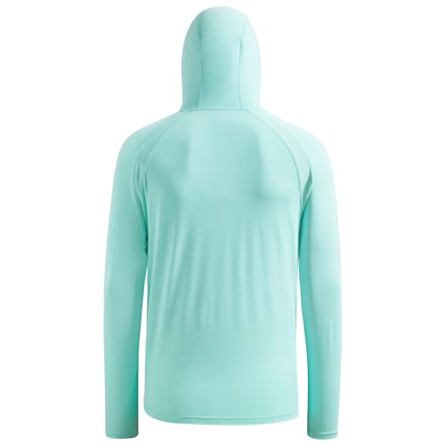 Image of Men's UPF 50+ Hoodie Shirt with Mask Long Sleeve Permanent UV Sun Protection Neck Gaiter Performance T for Outdoor