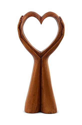 Estatua decorativa de madera tallada a mano en forma de corazón miniatura 5