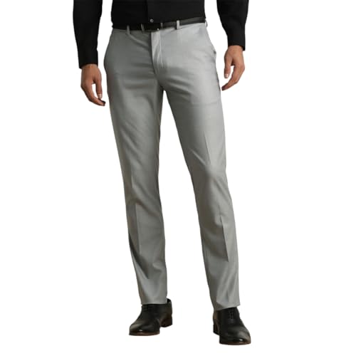 Image of Van Heusen Men's Mid Rise Slim Fit Durapress Flat Front Trousers | Superior Comfort | Auto-Flex Waist Band | Soft Touch