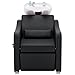 BarberPub Backwash Shampoo Station Chair, Adjustable Porcelain Ceramic Hair Wash Bowl with Chair, Shampoo Station for Barber Shop, Spa Beauty Salon Equipment 9364 (Black)