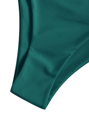 Image of ZAFUL Women's High Cut Bandeau Bikini Set Strapless Solid Color 2 Pieces Bathing Suit Swimsuit