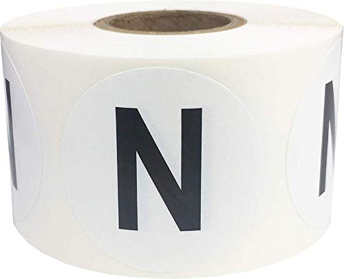 Étiquettes rondes lettre N (lot de 500 stickers de 3,8 cm) pour marquage et tri
