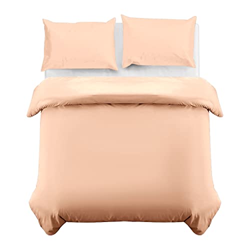 MOONLIGHT20015 Super King Duvet Cover Set Peach Solid Soft Super King Bedding Duvet Cover with 2 Matching Pillowcases - Image 2