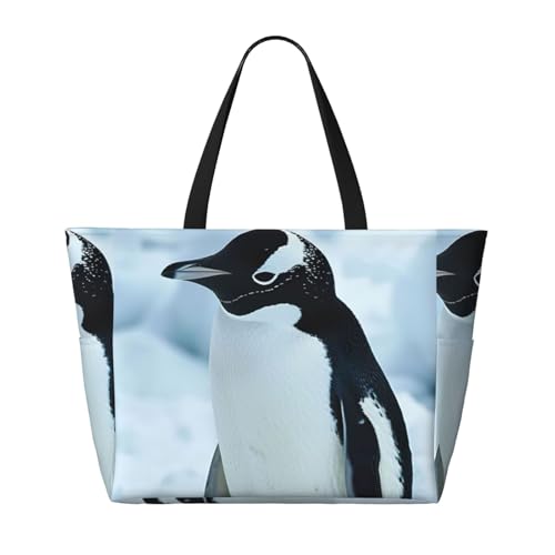 Penguin Print Each Travel Bag Large Capacity Tote Bags Foldable Pool Bag Zipper Handbags Vacation2