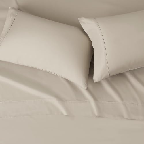 Image of Amazon Basics Lightweight Super Soft Easy Care Wrinkle Free Breathable Microfiber 4 Piece Bed Sheet Set with 14-Inch Deep Pockets, Machine Washable, Brushed, King, Taupe, Solid