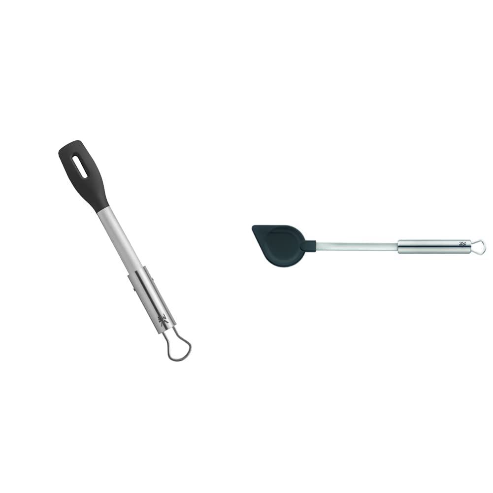 WMF BBQ Servierzange 32,5 cm, Cromargan Edelstahl, Kunststoffkopf & Profi Plus Kochlöffel 32 cm, Cromargan Edelstahl teilmattiert, Silikon spülmaschinengeeignet, hitzebeständig bis 200°C