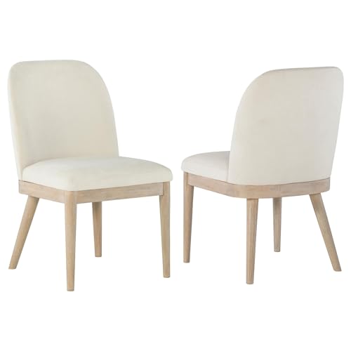 Coaster Home Furnishings - Solano - Wood - Upholstered Side Chairs with Rounded Backs, Tapered Legs and Bucket Seats - Dining Room - Set of 2 - Weathered Mango and Beige - 115502