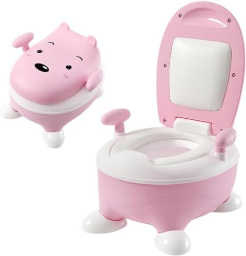 新しいPPベビーと子供用トイレ、赤ちゃん用小型トイレ、クマの漫画トイレ、幼児用小便器 安定した安全な楕円形の底部デザイン 人間工学に基づいたベビー用トイレ、幼児用便座 旅行 外出 アウトドア (A)