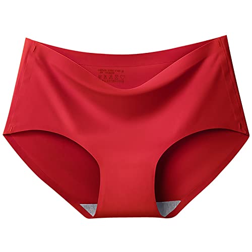 Culotte invisible femme taille haute lisses slip sans couture microfibre stretch ultra confort sous vetements feminins shorty couverture complète respirant panty desse multicolor panty (Red, XL)