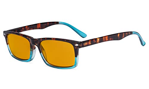 Eyekepper Nighttime Blue Light Blocking Eyeglasses Men Women with Orange Tinted Filter Lens - Computer Glasses - Tortoise/Blue