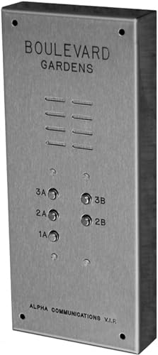 Alpha Communications VI402S005 Stainless Steel (Vandal-Resistant) Lobby Panels - 5-Buttons; Flush or Surface Mount; Included Speaker Components; for Indoor or Outdoor Use; No Directory