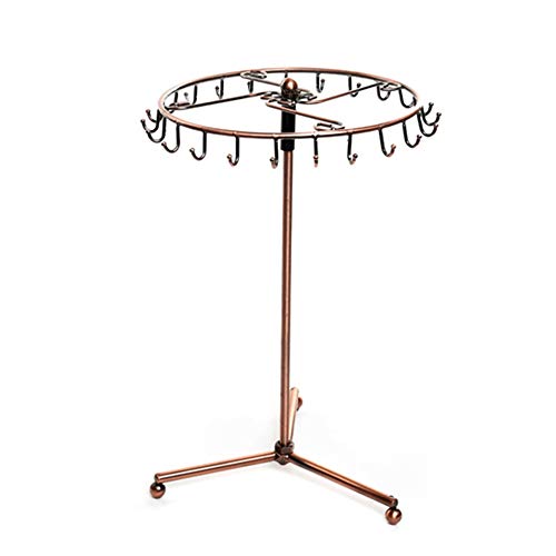 TJTJ Organiseur de bijoux en métal 23 crochets rotatifs pour bijoux, bouchons d'oreilles, colliers, bracelets, filles et femmes Cover