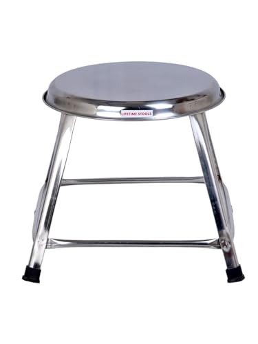 Image of 12-Inch Stainless Steel Round Stool - Home, Doctor, Medical, Salon, Warehouse, Garage, Multipurpose (Pack of 1)