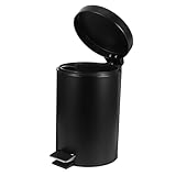 INOOMP Schwarzer Treteimer mit Deckel Runder Matte Pedal mülleimer für Küche Bad Wohnzimmer Haushalt Abfallbehälter Geruchsdicht Leicht zu Reinigen Vielseitig Einsetzbar