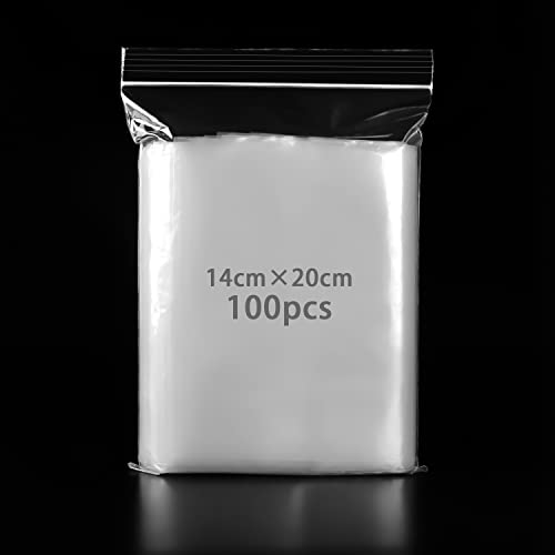 Bolsas Plastico Transparente,Bolsas Con Cierre Zip Pequeñas,Resellables Bolsas Plastico Autocierre Engrosamiento y Duradero 14x20cm 100pcs